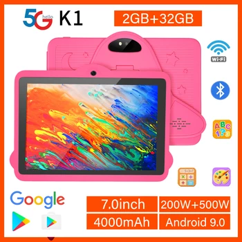 2024 Nový BDF 7 Palcový Android Tablet Kids Google Play Quad-Core 32 GB ROM, Dual Kamery Bluetooth 5G WiFi Tablety v dětské Dárky