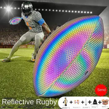 Oslňující Barvy Zářící Rugby Reflexní Kůže Materiál Guma Vnitřní Vložka Americký Fotbal Neklouzavý Povrch, Gumové Rugby