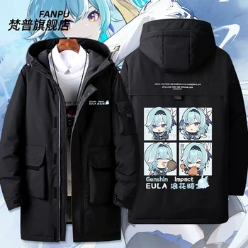 Anime Genshin Dopad Eula Bundu Kabát Muži Ženy Cosplay Kostým Podzimní Zimní Svrchní Oblečení