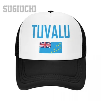 Unisex Mesh Cap Hat Tuvalu Vlajky A Písmo Trucker pro Muže, Ženy, Baseballové Čepice Venku v Pohodě