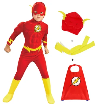 Děti Flash Svalové Superhrdina Maškarní Karneval Fantasy Party Halloween Cosplay Kostýmy