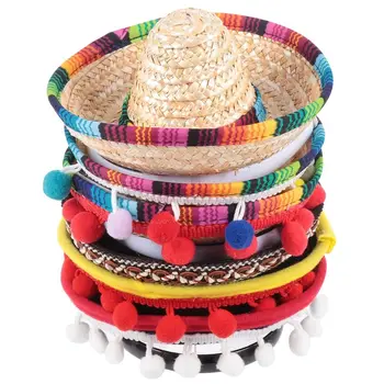 Kreativní Mini Výkon Rekvizity Barevný Mexický Klobouk Festival Čelenka Sombrero Čelenky Vlasy Obruče