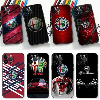 Itálie Sportovní Auta-Alfa R-Romeo Telefon Pouzdro Pro Apple iPhone 15 14 13 12 11 Pro Max Mini 8 7 Plus X XR XS 2020 SE Černý Měkký Kryt