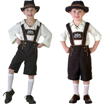 Německá Bavorská Tradiční Pivo kožené kalhoty Pro Chlapce, Oblečení pro Děti Oktoberfest Kostým Cosplay Kombinézy Dětské Party Šaty