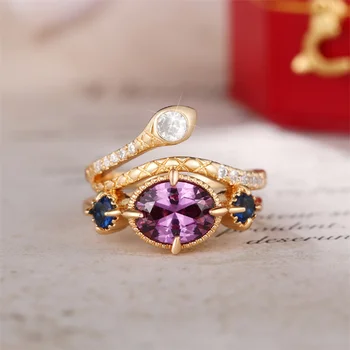 CAOSHI luxusní Prsten Ženy Fialová Krystal Kamenné Doplňky pro Párty Jemné Osobnosti Dárek pro Ženy, Módní Design Šperky