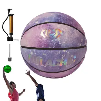 Holografie Zářící Basketbal Zářící Self-Osvětlení, Basketbal Velikost 7 Indoor Outdoor Street Kompozitní PU Kožené Míče