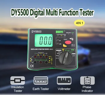DUOYI DY5500 4 v 1 Digitální Multi-funkce Multimetru-Izolace Země Tester 0.01 ohm až 2000ohms Voltmetr Indikátor Fáze