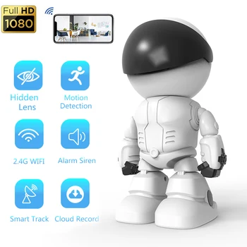 1080P Bezpečnostní Robot, Kamera, Auto Sledování Noční Vidění, Mini Kamery Vnitřní Baby Monitor CCTV Wifi Kamera