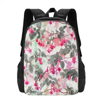 Rainbow Fuchsia Květinovým Vzorem-Šedé Módní Vzor Design, Cestování Notebook, Školní Batoh, Květinové Květy Fuchsií