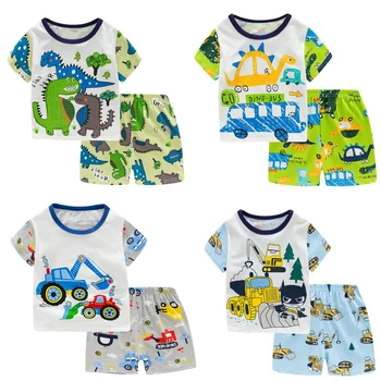 SAILEROAD Děti Cartoon Dinosaur Summer Set Dětské Pyžamo Bavlněné Chlapec Dívka Pyžama Pijama Infantil Dítě oblečení na Spaní Oblečení Set