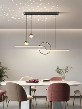 Moderní LED Hvězdné Nebe Závěsná Lampa Se Používá Pro Obývací Pokoj, Jídelní Stůl Pokoj, Kuchyně, Baru, Černé Nastavitelné-Line Dálkové Ovládání