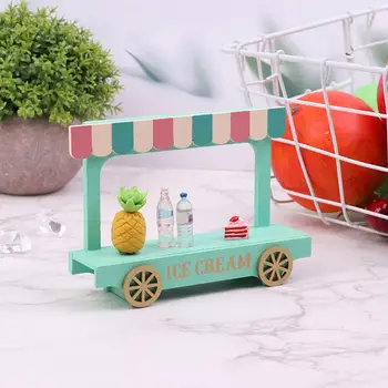Mini Ice Cream Van Vzdělávací Dřevěná Hračka Mini Ice Cream Van Roli Hrát Loutek vozík Vozík pro Chlapce, Dívky Předstírat, Hrát Potravin
