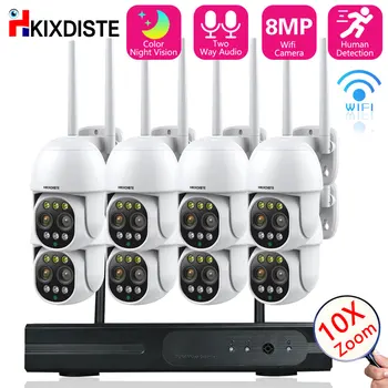 10X Zoom, 4K Wifi Kamery CCTV Bezpečnostní Systém Kit 8CH Bezdrátové NVR Sady Venkovní Automatické Sledování PTZ IP Kamera Video Surveillance Kit