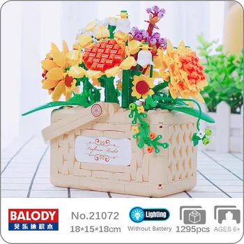 Balody 21072 Věčný Květ Slunečnice Koš Daisy Rostlin Zásuvky LED Světlo 3D Mini Bloky, Cihly, Stavební Hračky Pro Děti Bez Krabice