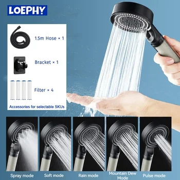 LOEPHY Sprchová hlavice S Filtrem, Vysokým Tlakem Sprej 5 Režimy Koupelnové Doplňky Srážek Trysky Masážní Sprchou