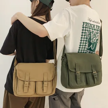 Korean Cool Crossbody Tašky Pro Ženy&Muži Ležérní Plátno Tašky Koláž Student Messenger Bag Velká Taška Přes Rameno Tašky Bolso Mujer