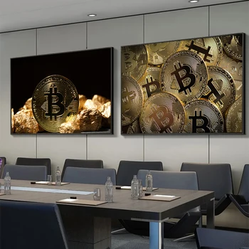 Bitcoin, Wall Art Malířské Plátno Obraz Inspirationnal Otisky Plakát Modulární Domácí Dekorace Moderní Ložnice Obývací Pokoj Bez Rámu