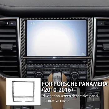 Pro Porsche Panamera 2010-2016 Skutečné Uhlíkové Vlákno Navigační Obrazovka Dekorace Panelu Čalounění Kryt Interiéru Vozu Příslušenství Nálepka