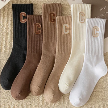 Ponožky Dámské Mid-trubice Bavlna Roztomilé Japonské Trend korejský Styl Vícebarevné Hromadu Pevné Podzimní a Zimní Punčochy