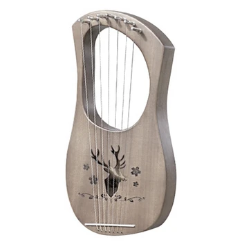 7-String Lyra, Harfa Mahagon Masivní Dřevěné Kovové Struny Smyčcových Nástrojů