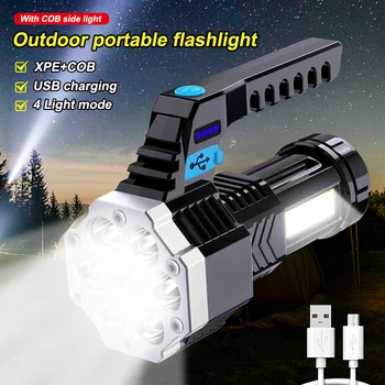 X-TIGER High Power 7 LED Svítilna Výkonný USB Nabíjecí Svítilna Kapesní Přenosné Venkovní Camping Lampa Rychlovarná Pochodeň