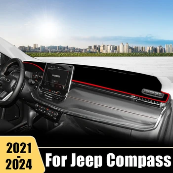 Pro Jeep Compass 2021 2022 2023 2024 e-Hybrid Auto Palubní desky Vyhněte se Světlo Kryt Anti-UV Non-Slip Mat Přístroj Koberec Doplňky