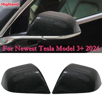 2ks Boční Kryty zrcátek Pro Nejnovější Tesla Model 3+ 2024 Highland ABS Carbon Fiber brýle přes které sledujeme vzpomínky Zrcadlo Cap Cestující a Řídit Straně