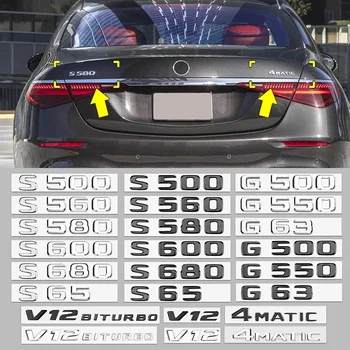 3D ABS Černé Auto Zadní Kufr Odznak Dopisy Logo G63 G65 G500 S580 S600 V12, V8 BITURBO Znak Pro Mercedes Benz auto Příslušenství