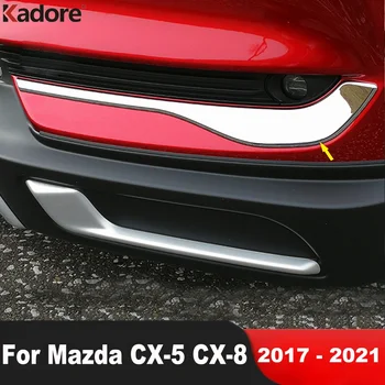 Pro Mazda CX-5 KF 2017-2021 CX-8 2017-2023 Chrome Přední Mlhové Světlo Lampa Obočí Kryt Čalounění Foglight Víčka Strip Auto Příslušenství