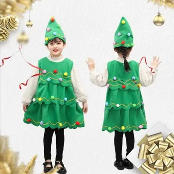 Děti Vánoční Strom Cosplay Xmas Šaty S Kloboukem Kostým Karneval Párty Výkonu Santa Claus Kostým Pro Dítě Chlapci Dívky Dárek