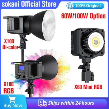 Sokani X100 / X60 Mini RGB Bi-color LED Video Světlo Venkovní Fotografování Osvětlení Bowens Držák pro Studio/Videa/Fotografií Nahrávání
