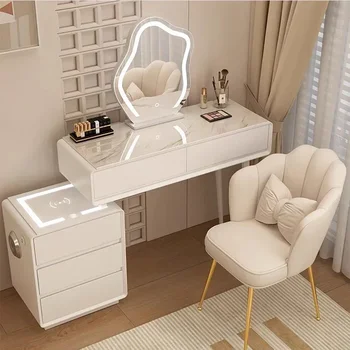 Luxusní Bílé Vanity Stoly Minimalistické Židle Led Zrcadlo Nordic Make-Up Tabulky, Nočními Stolky Tocador Mueble Ložnice Nábytek