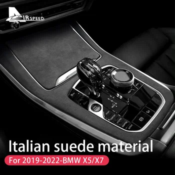 Italský Super Semišové Krytí Pro BMW X5 G05 X7 G07 2019-2023 Zase Srst Auto Středové Konzole Řadící Panelu Nálepka Výbava Příslušenství