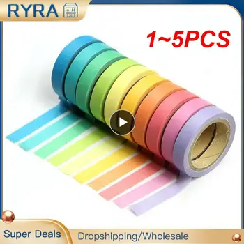 1~5KS Rainbow jednobarevné Washi Maskovací Dekorativní Papír Dekorativní Lepící Papír, Scrapbooking