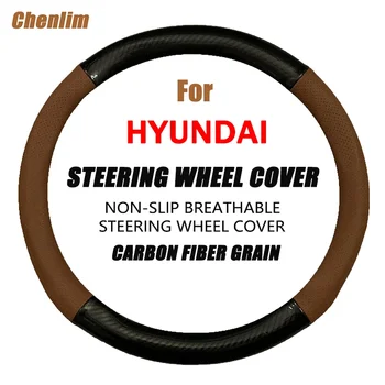 Carbon Fiber Auto Volant Kryt Prodyšný Anti-smyk Sportovní Styl Auta Volant, Potahy Na Hyundai Vision G