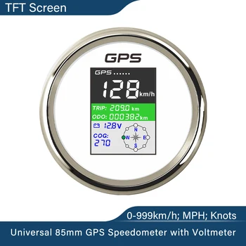85mm Digitální GPS Rychloměr s Voltmetr Počítadlo kilometrů Nastavitelný Rozchod Náhradní Sada pro Auto, Loď Truck 12V 24V