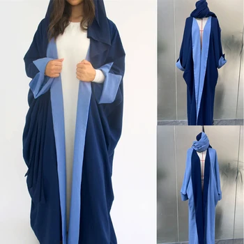 Obyčejné Kimono Abaya pro Ženy Dubaj Dlouhý Rukáv Dlouhý Svetr Muslimské Hidžáb Šaty Abaja Župan Ramadánu Eid Islámské Šaty Kaftan