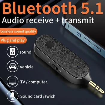 NOVÉ Bluetooth 5.1 Pronájem Přijímač Adaptér 3,5 mm Aux Bezdrátový Vysílač Auto Handsfree Mikrofon Audio Hudební Adaptér Pro Sluchátka