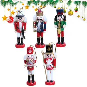 Louskáček Postavy Vánoční Louskáček Dekor Dřevěný Louskáček Loutka 5ks Tradiční Král Voják Louskáček Loutkové Mini
