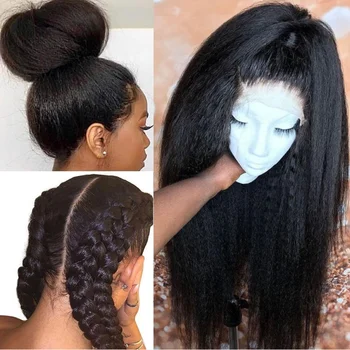 Měkká Černá Yaki Perverzní Rovnou Přírodní Dlouhé 26 cm Vlasy Paruka Pro Ženy Přírodní Vlasové Kinky Rovnou Paruka S Afro Vlasy Dítěte.