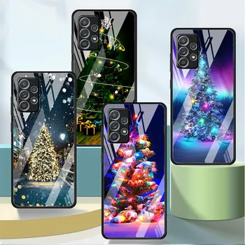 Vánoční Stromky Sklo Pouzdro Pro Samsung Galaxy A52 A53 A54 A13 A51 A14 A12 A33 A34 A32 A50 A22 A23 A71 A72 A03 Telefon Kryt Funda