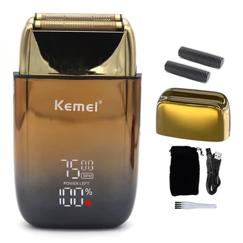 Kemei KM-TX10 Pánské Holení Stroj Dual Fólie Čepele USB Rychlé Nabíjení LED Displej Profesionální Vlasy TrimmerHair Řezací Stroj
