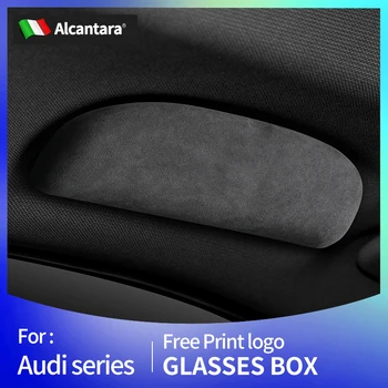 Semiš Alcantara Auto Brýle Případě Skladování sluneční Brýle Box Úložný Držák Pro Audi Q4 e-tron nebo Q5 e-tron Interiérové Doplňky