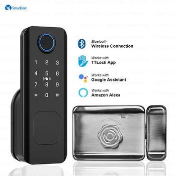 SmarDeer Elektronický zámek s Alexa Hlas Odemknout Bluetooth Dveřní Zámek pro TTLock dálkového ovládání vstupu Digitální Zámek s Otisk prstu,Kód