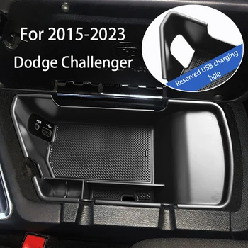 Auto Středové Konzole Organizátor Zásobník ABS Černá Plastová Vložka Loketní opěrka Úložný Box pro Dodge Challenger 2015 až 2020 2021 2022 2023
