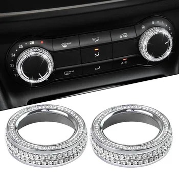 2ks Diamantové Auto klimatizace Knoflík Dekor Kryt Kroužek Pro Mercedes B GLA CIA Tlačítko Trim Ring Příslušenství