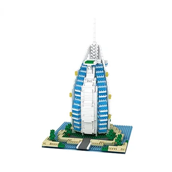 YZ052 světově Proslulé Architektury Burj Al Arab Hotel, Stavební Bloky 3D Model Mini Diamond Micro Cihly Hračky pro Děti Dárky