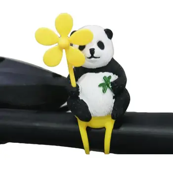 Malé Kachny Panenky Na Kole Pryskyřice Skútr Kachna Figurky Panda Socha Auto Ozdoby S Silikonový Popruh Lehký Socha S
