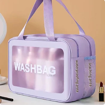 Cestovní Wash Bag Přenosné Dvouvrstvé Transparentní Nepromokavé Make-Up Pouzdro Pro Skladování Velká Kapacita Kosmetické Organizátor Případě