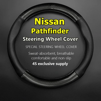 Pro Nissan Pathfinder Volant Kryt Pravé Kůže Uhlíkových Vláken 2008 2005 2010 2012 2013 Zimní Bojovník 2016